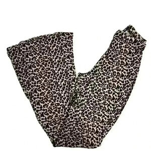 Missguided Women's Size 4 Brown Leopard Print Jersey Flare Pants Casual